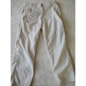 H&M Mens Relaxed Fit Cargo Pants Outdoor Utility School Casual 34 Cream Pockets